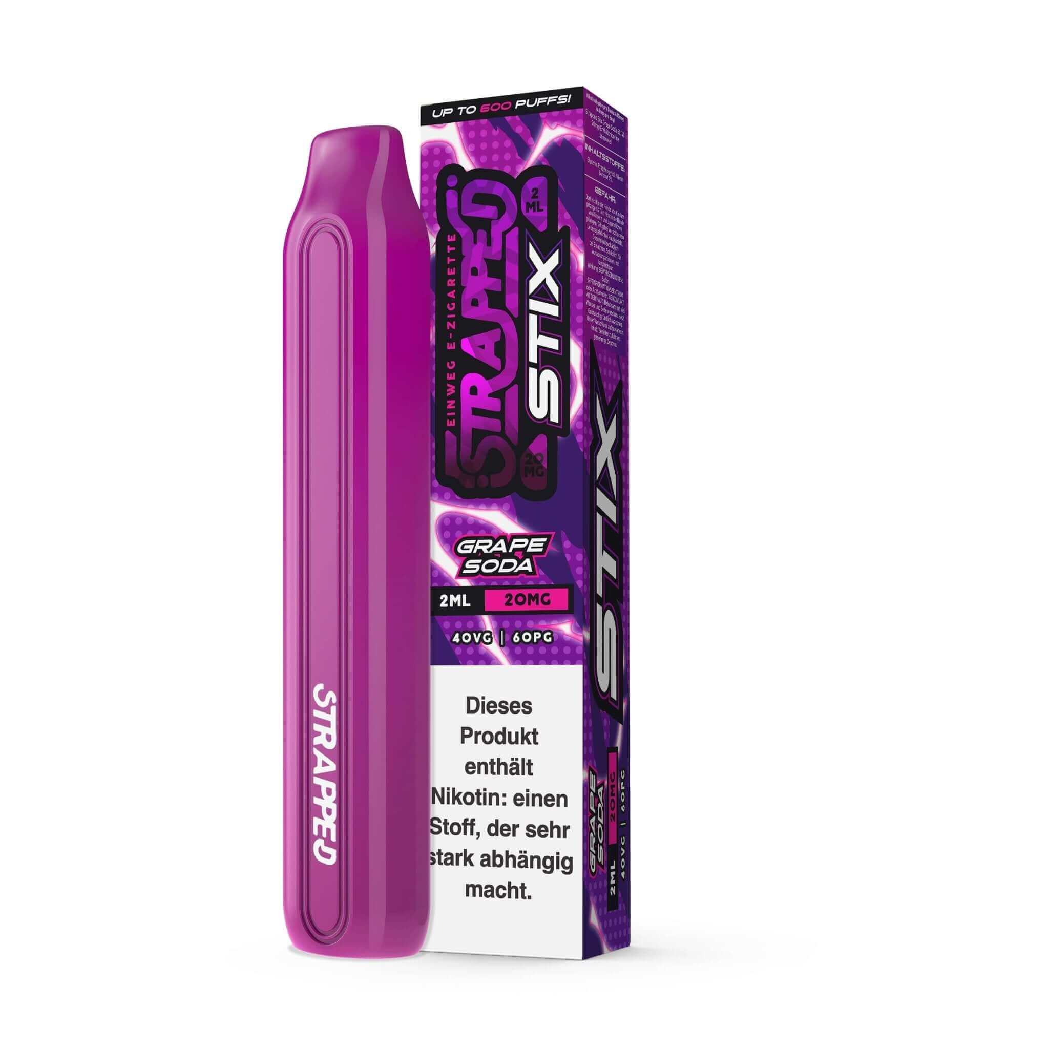 Strapped STIX - Einweg E - Zigarette - Grape Soda - 20 mg/ml - Haus des Dampfes